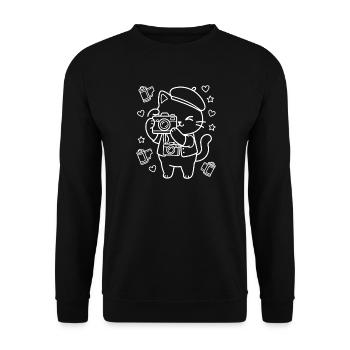 Photographer Kawaii Cats - Unisex Sweatshirt - black - Front - Alina (178cm) & Michal (187cm)
