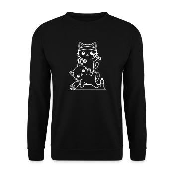 Entraînement des chats Kawaii - Sweat-shirt Unisexe - noir - Devant - Alina (178cm) & Michal (187cm)