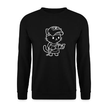 Kawaii Cat Welder - Unisex Sweatshirt - black - Front - Alina (178cm) & Michal (187cm)