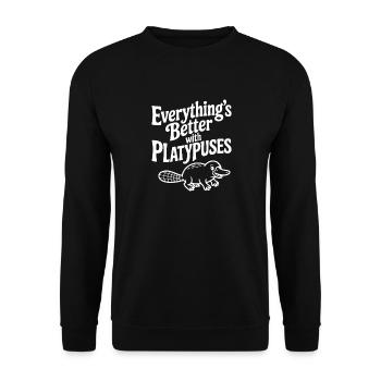 Everything's Better with Platypuses - Unisex Sweatshirt - black - Front - Alina (178cm) & Michal (187cm)
