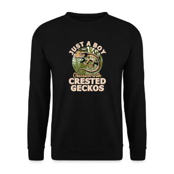 Funny Reptile Crested Gecko - Unisex Sweatshirt - black - Front - Alina (178cm) & Michal (187cm)