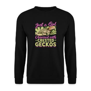 Funny Reptile Crested Gecko - Unisex Sweatshirt - black - Front - Alina (178cm) & Michal (187cm)