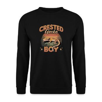 Funny Reptile Crested Gecko - Unisex Sweatshirt - black - Front - Alina (178cm) & Michal (187cm)