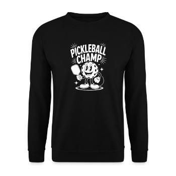 Dessin animé du champion de pickleball - Sweat-shirt Unisexe - noir - Devant - Alina (178cm) & Michal (187cm)