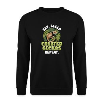 Funny Reptile Crested Gecko - Unisex Sweatshirt - black - Front - Alina (178cm) & Michal (187cm)