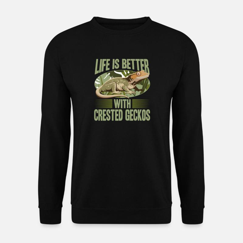 Funny Reptile Crested Gecko - Unisex Pullover - Schwarz