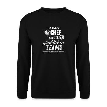 Stolzer Chef des glücklichen Teams Chef Geschenk - Unisex Sweatshirt - black - Front - Alina (178cm) & Michal (187cm)