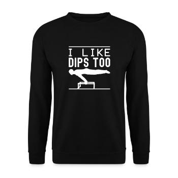 Gym Junkies I Like Dips Too Calisthenics Fitness - Unisex Pullover - Schwarz - Vorne - Alina (178cm) & Michal (187cm)