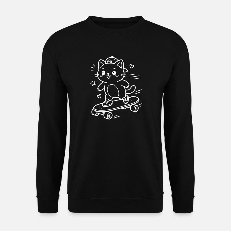 Skateboarding Kawaii Cat - Unisex sweater - sort