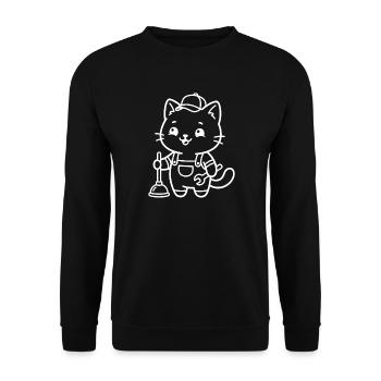 Plombier Kawaii Cat - Sweat-shirt Unisexe - noir - Devant - Alina (178cm) & Michal (187cm)