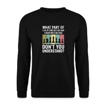 Ouverture d’échecs Humour de notation sicilienne - Sweat-shirt Unisexe - noir - Devant - Alina (178cm) & Michal (187cm)