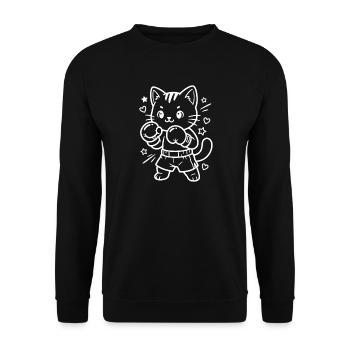Boxing Kawaii Cat - Unisex Sweatshirt - black - Front - Alina (178cm) & Michal (187cm)