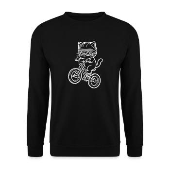 Kawaii Katze BMX Fahrrad - Unisex Pullover - Schwarz - Vorne - Alina (178cm) & Michal (187cm)