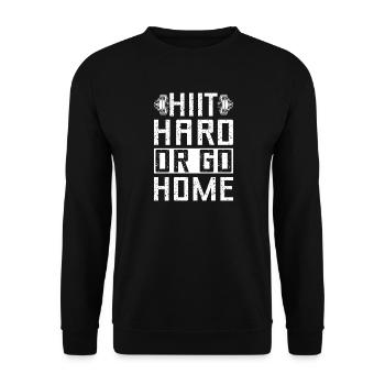 Gym Junkies Hiit Hard Or Go Home Calisthenics - Unisex Pullover - Schwarz - Vorne - Alina (178cm) & Michal (187cm)