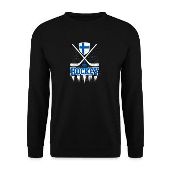 Finnish Hockey Shield Graphic - Unisex Sweatshirt - black - Front - Alina (178cm) & Michal (187cm)