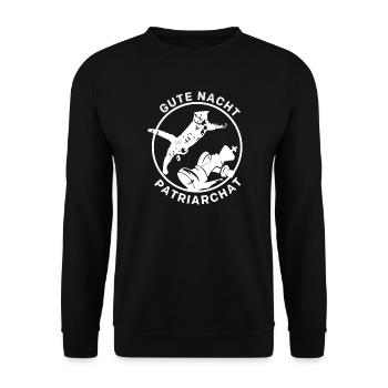 Gute Nacht Patriarchat Silhouette - Unisex Pullover - Schwarz - Vorne - Alina (178cm) & Michal (187cm)