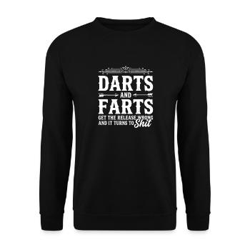 Darts and Farts Get The Release Wrong and It Turns - Unisex Sweatshirt - black - Front - Alina (178cm) & Michal (187cm)