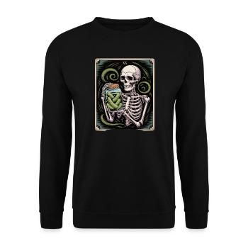 Tarot Card XX Skeleton with Pickles Jar - Unisex Sweatshirt - black - Front - Alina (178cm) & Michal (187cm)