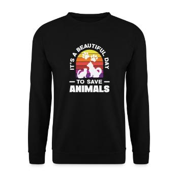 Beautiful day to rescue animals Animal sponsorship - Unisex Sweatshirt - black - Front - Alina (178cm) & Michal (187cm)
