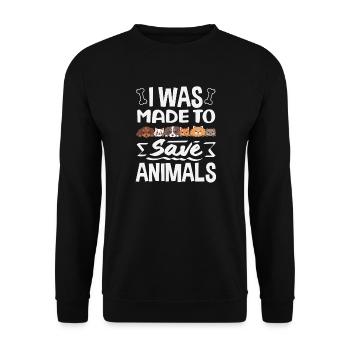 I was created to save animals Cats - Unisex Sweatshirt - black - Front - Alina (178cm) & Michal (187cm)