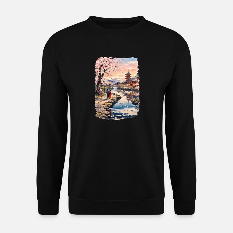 Traditional Japanese cherry blossoms - Unisex Sweatshirt - black