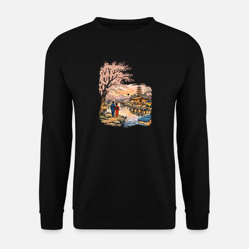 Traditional Japanese cherry blossoms - Unisex Sweatshirt - black