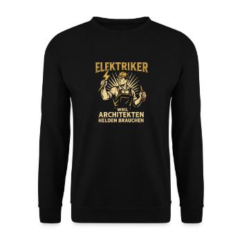 Elektriker Shirt für Handwerker mit Stolz - Unisex Pullover - Schwarz - Vorne - Alina (178cm) & Michal (187cm)