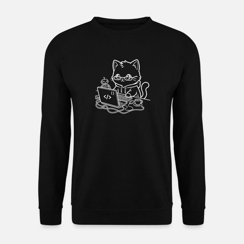 Coder Kawaii Katze Programmierer - Unisex Pullover - Schwarz