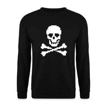 Pixel Skull Crossbones - Unisex Sweatshirt - black - Front - Alina (178cm) & Michal (187cm)