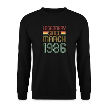 Legendary since March 1986, Retro, Geburtstag - Unisex Pullover - Schwarz - Vorne - Alina (178cm) & Michal (187cm)
