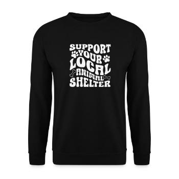 Unterstützen Sie Ihr Örtliches Tierheim - Unisex Pullover - Schwarz - Vorne - Alina (178cm) & Michal (187cm)