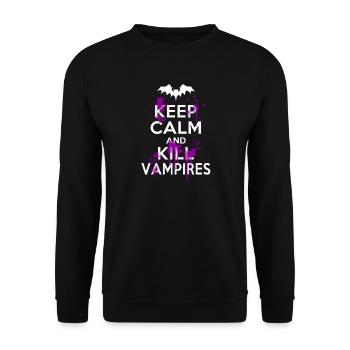 Keep Calm And Kill Funny Witty Vampires - Unisex Sweatshirt - black - Front - Alina (178cm) & Michal (187cm)