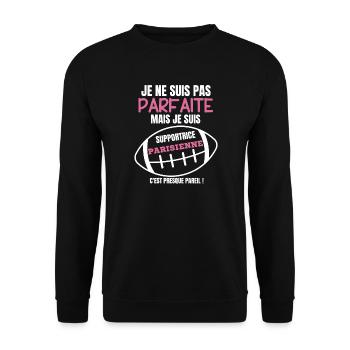 Supportrice Rugby Parisienne Humour - Sweat-shirt Unisexe - noir - Devant - Alina (178cm) & Michal (187cm)
