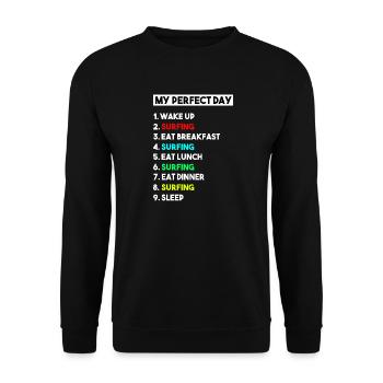 My Perfect Day Surfing Schedule Surfer - Unisex Sweatshirt - black - Front - Alina (178cm) & Michal (187cm)