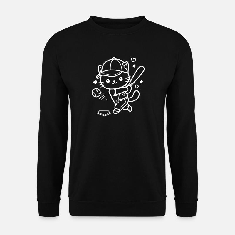 Kawaii Cat Baseball Player - Unisex Sweatshirt - black