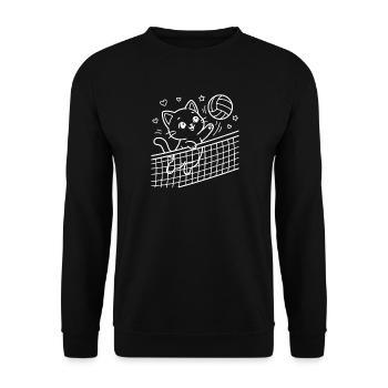 Kawaii Cat Volleyball - Unisex Sweatshirt - black - Front - Alina (178cm) & Michal (187cm)