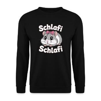 Schlafi Schlafi Hamster Design - Unisex Pullover - Schwarz - Vorne - Alina (178cm) & Michal (187cm)