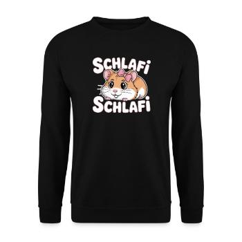 Schlafi Schlafi Hamster Design - Unisex Pullover - Schwarz - Vorne - Alina (178cm) & Michal (187cm)