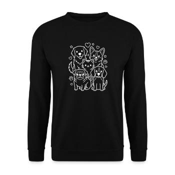 Animaux de compagnie Kawaii Chat et Chiens - Sweat-shirt Unisexe - noir - Devant - Alina (178cm) & Michal (187cm)
