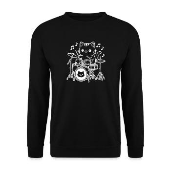 Batteur Kawaii Cat - Sweat-shirt Unisexe - noir - Devant - Alina (178cm) & Michal (187cm)