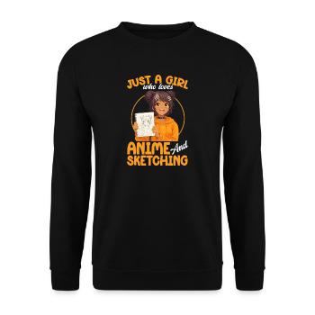 Juste une fille qui adore l’anime et dessine des otaku - Sweat-shirt Unisexe - noir - Devant - Alina (178cm) & Michal (187cm)