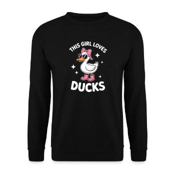 Enten Sprüche Ente Lustiges Enten Geschenk - Unisex Pullover - Schwarz - Vorne - Alina (178cm) & Michal (187cm)