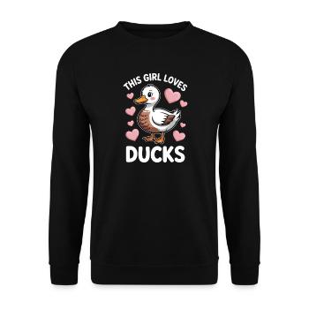 Enten Sprüche Ente Lustiges Enten Geschenk - Unisex Pullover - Schwarz - Vorne - Alina (178cm) & Michal (187cm)