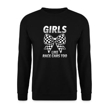 Car Racing Sayings Girl Racing Car Gift - Unisex Sweatshirt - black - Front - Alina (178cm) & Michal (187cm)