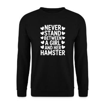 Hamster Sprüche Hamster Lustiges Hamster Geschenk  - Unisex Pullover - Schwarz - Vorne - Alina (178cm) & Michal (187cm)