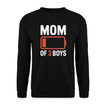 Batterie-Grafik von Mutter von 3 Jungen - Unisex Pullover - Schwarz - Vorne - Alina (178cm) & Michal (187cm)