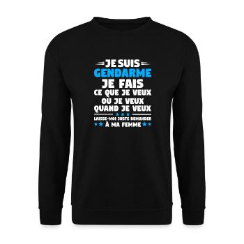 Humor Gendarme Couple Husband Gendarmerie - Unisex Sweatshirt - black - Front - Alina (178cm) & Michal (187cm)
