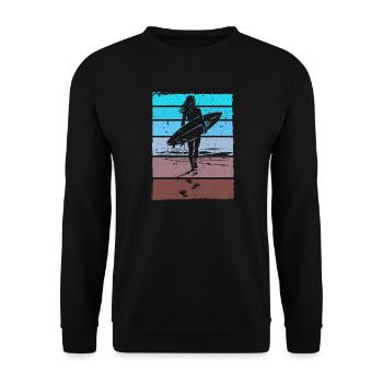 Surfer Retro Vintage Sunset Beach - Unisex Sweatshirt - black - Front - Alina (178cm) & Michal (187cm)