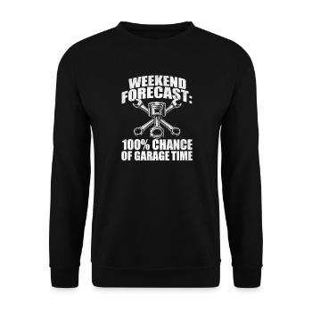 Prévisions du week-end : 100 % du temps de garage - Sweat-shirt Unisexe - noir - Devant - Alina (178cm) & Michal (187cm)