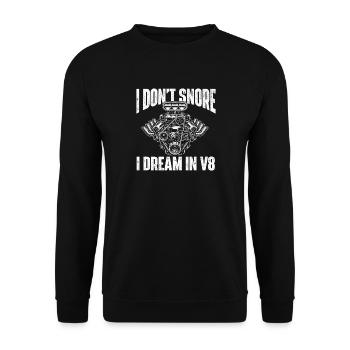 I Dream In V8 Funny Muscle Car - Unisex Sweatshirt - black - Front - Alina (178cm) & Michal (187cm)